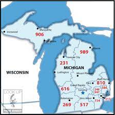 Mi State Area Code Map Michigan Facts Alpena Michigan