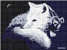 Grille Loup Blanc Chats En Points De Croix Point De Croix Broderie Point De Croix