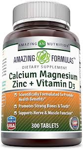 Magnesium offers another option for supporting bone health. Amazon Com Amazing Formulas Calcium Magnesium Zinc D3 300 Tablets Per Bottle Calcium 1000mg Magnesium 400mg Zinc 25mg Plus Vitamin D3 600 Iu Per Serving Of 3 Tablets Health Personal Care
