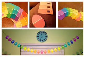 Easter Egg Banner Made Out Of Those Paint Chips From Lowe S Home Depot Saw It Loved It Did It Lowes Home Depot Lowes Home Home Depot