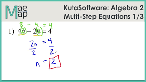 You solve them in the same manner as the other equations by getting the variable isolated and solving for the answer. Kutasoftware Algebra 2 Multi Step Equations Part 1 Youtube