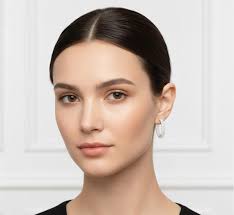 Moissanite Inside Out Hoop Earrings, 14K Gold Plated Silver