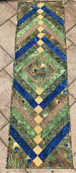 Peacock Feather Design Table Runner Skinny Quilt Or Bed Runner Quilted Table Runners Table Runner And Placemats Table Runners