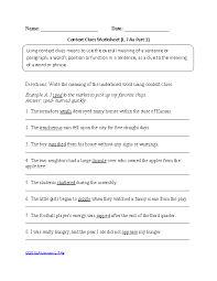7th Grade Common Core Language Worksheets Context Clues Worksheets Context Clues Language Worksheets