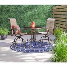Maybe you would like to learn more about one of these? Hampton Bay Riverbrook Espresso Brown 3 Piece Outdoor Patio Steel Round Padded Sling Swivel Balcony Bistro Set Fm 18107 3bis The Home Depot