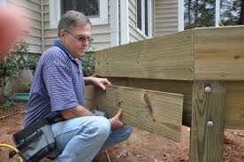 The stairs may be installed between two . How To Lay Out Attach Stair Stringers To Your Deck Decks Com