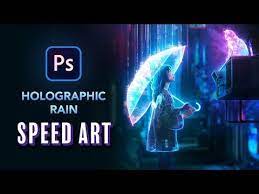 Creating Holographic Rain In Photoshop Nft Speed Art Youtube In 2021 Speed Art Holographic Photoshop
