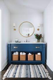 This bathroom renovation is part of the one room challenge and it's currently week 3 of the challenge. Benjamin Moore Hc 155 Newburyport Blue Blue Vanity Paint Color Benjamin Moore Hc 155 Newburyport Blue Bathroom Interior Design Home Decor Blue Interior Design