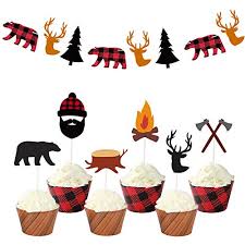 Designing them helps her work through the colors, fonts and general tone of the party, and as long as she stays true to those elements, everything else. 12 Pcs Woodland Cupcake Wrappers Cake Toppers For Lumberjack Camping Themed Party Birthday Party Woodland Birthday Party Supplies Lumberjack Banner Party Decorations Home Kitchen Decorations Waterfordcounseling Com