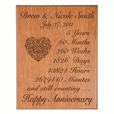 It's been 5 years since you've said i do, and nothing can compare to the time you've spent with your spouse. Buy Personalized 5th Wedding Anniversary Wall Plaque Gifts For Couple Custom 5 Year Anniversary Gift Ideas For Her 5th Year Wedding Anniversary Gifts For Him By Dayspring Milestone Cherry Veneer Wood In