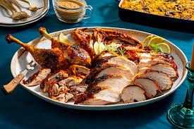 Place your roughly chopped veg in the bottom of a roasting pan and lay your turkey on top. Our Best Thanksgiving Turkey Recipes For Large Or Small Gatherings The Washington Post
