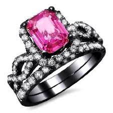 Black Wedding Ring With Pink Diamonds Wedding And Bridal Inspiration Black Wedding Rings Engagement Rings Bridal Sets Pink Diamond Engagement Ring