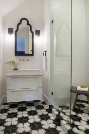 Single person estimated monthly costs: Small Bathroom With Black And White Geometric Tile Floors Contemporary Bathroom Bathroom Floor Tiles Grey Bathrooms Bathroom Flooring