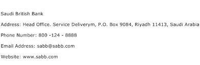 Check the sabbsarixxx swift / bic code details below. Saudi British Bank Address Contact Number Of Saudi British Bank