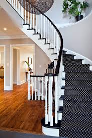 Here are two examples of how to make your own carpet stair treads, using either a piece of carpet remnant or inexpensive purchased carpet mats. Elegant Carpet Stair Treads In Staircase Contemporary With Carpet Stairs Next To Curved Staircase Alongside Patterned Carpet And Banister