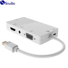 China 4 In 1 Thunderbolt Dock Hub Mini Display Port To Hdmi Dvi Vga Audio With Micro Usb Port Cables Adapter China Displayport And Dp Cable Price