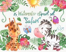 Safari Animals Png Clipart African Safari Clipart Watercolor Etsy Animal Clipart Newborn Animals African Animals