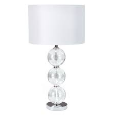 Searchlight 6194cc 1 Chrome Table Lamp With Glass Balls White Fabric Shade By Dushka Ltd London Uk Clear Glass Lamp Base Glass Lamp Base Table Lamp