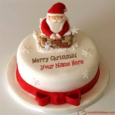 Merry Christmas Wishes Cake With Name Generator Christmas Cake Designs Christmas Cake Fondant Christmas Cake