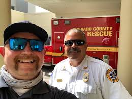 Fire Chief Mark Schollmeyer and Operations Chief Patrick Voltaire making  rounds today in the South County and lending a helping hand. A big thank  you to Station 44, Station 81, and Station