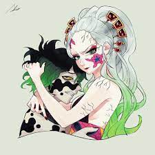 お題箱より 堕姫と妓夫太郎 細かいところは気にしない方向で drawing art picture 絵 イラスト 鬼滅の刃 堕姫 妓夫太郎 cute cool 可愛い かっこいい らくがき 好き 鬼 十二鬼月 兄妹 お題 妓夫太郎 イラスト キャラクターデザイン