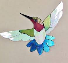 Precut Stained Glass Kit Male Hummingbird Mosaic Inlay Garden Stone Craft Unbranded Stained Glass Birds Stained Glass Kits Stained Glass Diy