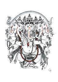 Artistic Ganpati Photo Black And White Ganpati Painting Panchmukha Ganesha Art Indian Art Paintings Mandala Design Art