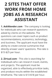 2 Sites That Offer Work From Home Jobs As A Research Assistant Online Jobs From Home Work From Home Jobs Home Jobs