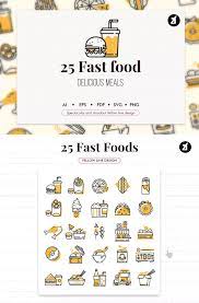 25 Fast Foods Yellow Line Design By Chanut Industries On Envato Elements Line Design Yellow Line Icon Design