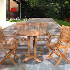 Amazonia Teak Kansas 4 Person Teak Patio Dining Set With Folding Chairs Bbqguys Patio Dining Set Wood Patio Furniture Teak Patio Furniture