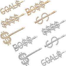 Amazon Com 10 Pieces Dollar Sign Hair Pins Letters Bobby Pins Words Rhinestones Hair Cli Rhinestone Hair Clip Bead Hair Accessories Rhinestone Hair Accessory
