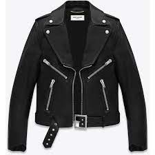 Saint Laurent Geometric Motorcycle Jacket In Black Leather Leather Jackets Women Fur Collar Leather Jacket Real Leather Jacket