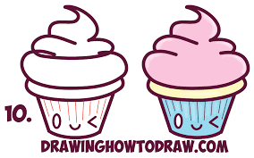 Step by step instructions for kids on how to draw a simple cupcake. Kawaii Cupcakes Drawing Novocom Top