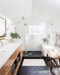 We did not find results for: Bright Bathroom Hexagon Floor Tiles Glass Shower Wood And White Vanity Beautiful Bathroom Decor Beautiful Bathrooms Bathroom Transformation