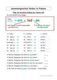 Zusammengesetzte Verben Prasens In 2020 Prasens Deutsch Verben Grammatik