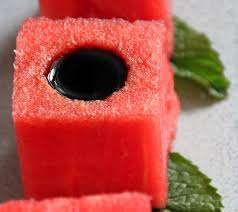 Watermelon Balsamic Cube Cups Dinner Series Watermelon Edible Food Watermelon Salad