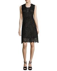Elie Tahari Anne Sleeveless A Line Lace Dress Black Metallic Lace Dress Metallic Cocktail Dresses Sleeveless Lace Dress