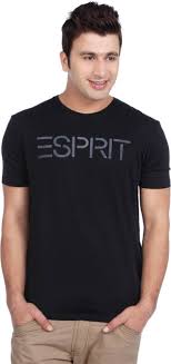 esprit printed mens round neck black t shirt buy black