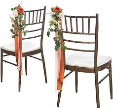 Get carried away with a stunning bouquet of succulents. Amazon Com Ling S Moment Wedding Aisle Chair Decorations Set Of 8 Pew Flowers With Tails For Wedding Ceremony Chair Decorations Burnt Orange Home Kitchen