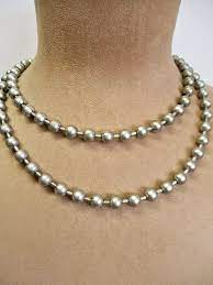 Silver Ball Chain Necklace Bead Chain Large Beads Extra Long Etsy Beaded Necklace Silver Ball Necklace Ball Chain Necklace
