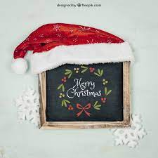 Download Chalkboard And Hat Mockup With Christmtas Design For Free Free Design Christmas Design