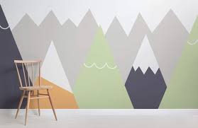 The most common mountain wallpaper nursery material is paper. Kids Orange Lime Mountain Top Wallpaper Mural Hovia