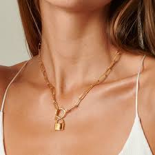 14k Gold Filled Lock Necklace Toggle Clasp Necklace Lock Etsy In 2021 Lock Charm Necklace Gold Necklace Simple Lock Necklace