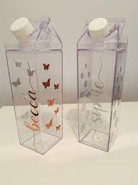 Order from @dimecreations_ saved by shopdimecreations. Personalised Milk Carton Style Plastic Bottle Milk Carton Square Water Bottle Clear Water Bottle
