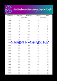 Fetal Average Length And Weight Chart Pdf Free 1 Pages