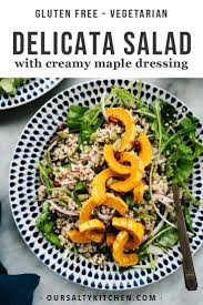 Roasted Delicata Squash Salad Gluten Free Our Salty Kitchen Recipe Whole Food Recipes Delicata Squash Healthy Salad Recipes