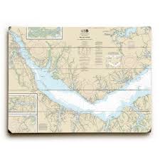 Nc Neuse River Upper Bay River Nc Nautical Chart Sign Graphic Art Print On Wood