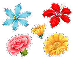 Sunflowers are native to north america and are one of the easiest flowers to grow. Sticker Set With Different Types Of Flowers 298485 Vector Art At Vecteezy
