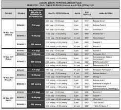 Bagi spm 2019 tahun ini telah diumumkan akan diadakan bermula 14 oktober sehingga 28 november 2019. Jadual Peperiksaan Stpm 2020 2021 Exam Bertulis Semester