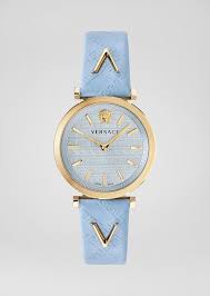 Light Blue V Twist Watch Blue Watches Blue Leather Watch Versace Watch Womens Watches Luxury